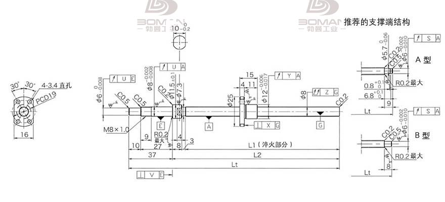 KURODA DP0801JS-HDNR-0180B-C3F 黑田丝杆替换尺寸图片视频